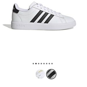 Adidas Grand Court Cloudfoam White Sneakers Black Stripes Size 6 New without Box